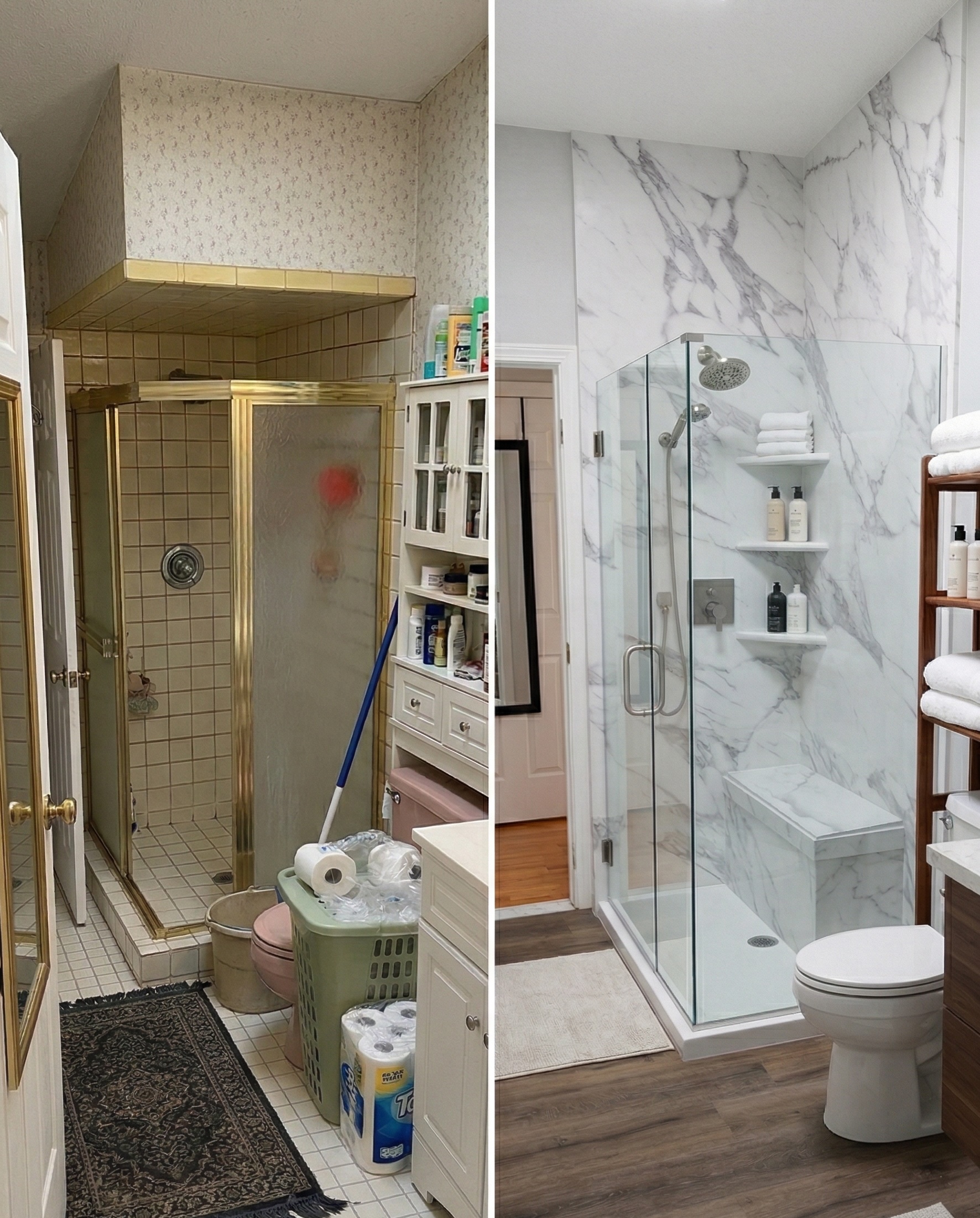 Before and after bathroom transformation 1