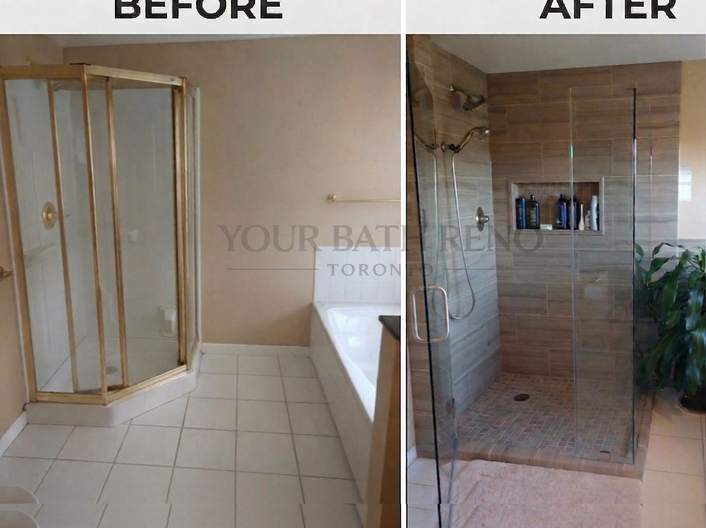 Before and after bathroom transformation